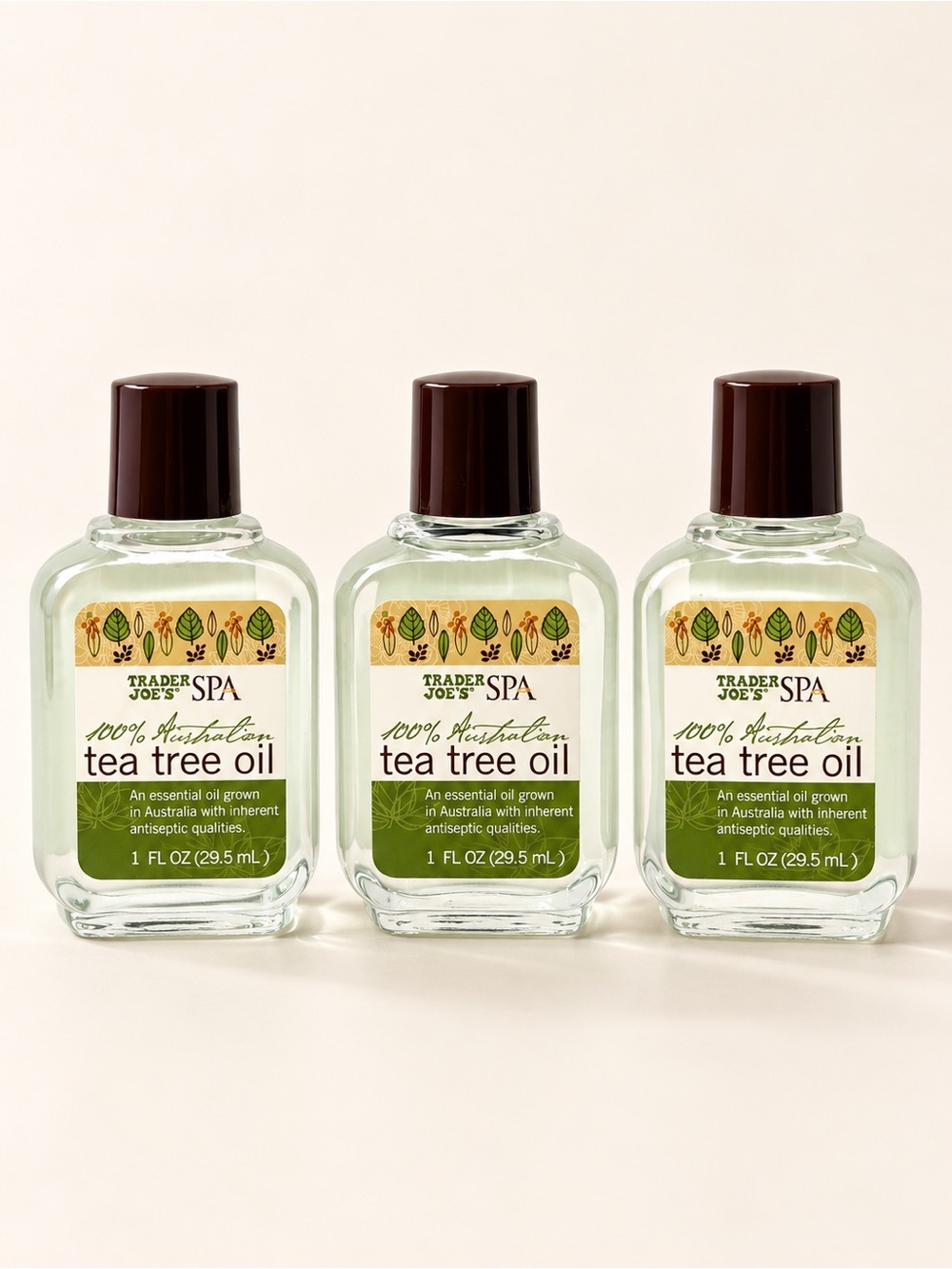 NEW • Trader Joe's 100% Australian Tea Tree Oil • 3 Full Size Bottles